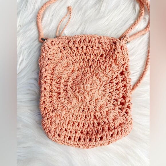 Crochet Mini Crossbody Purse Pink - Picture 3 of 4